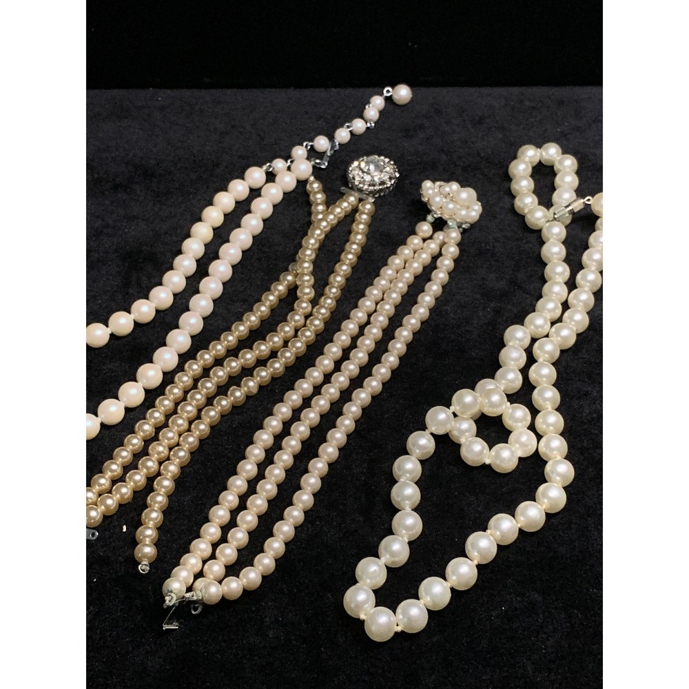 Vintage Faux Pearl Necklace Lot Marvella SAC Japan Multi Strand Costume Jewelry